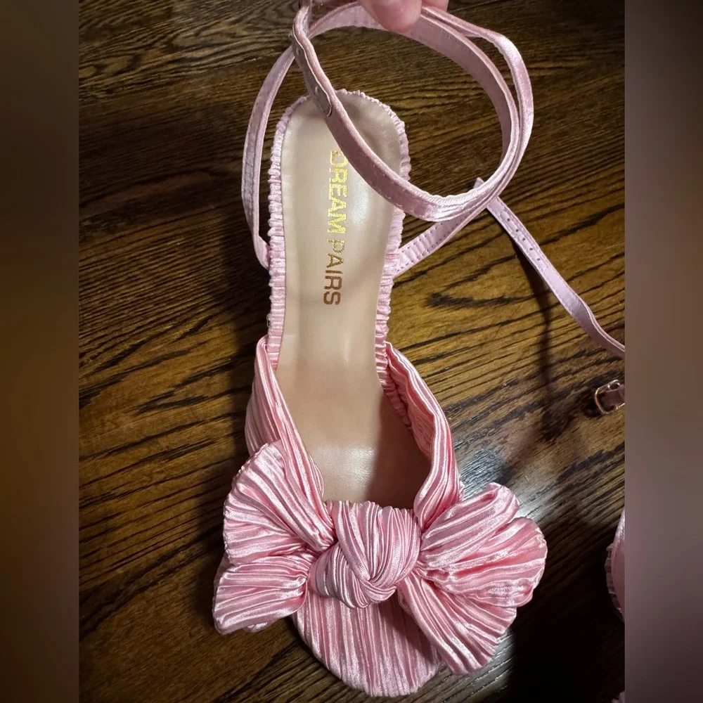 Dream Pairs Blush Pink Knot Bow Strappy Heels
